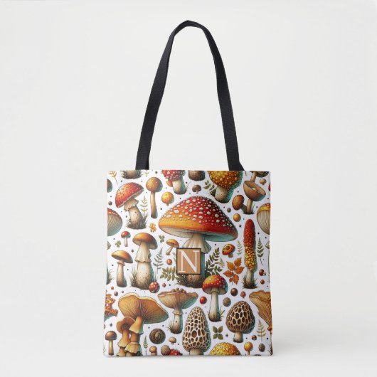 Whimsical wilde paddenstoelen tote bag (Voorkant)