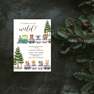 Whimsical Wilde Safari Dieren Trein Baby Shower Kaart