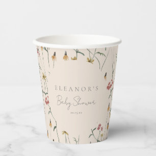 Whimsical Wildebloem Bloemstuk Custom Baby Shower Papieren Bekers