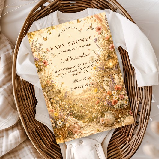 Whimsical Wildebloem Boho Baby Shower Kaart