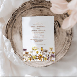 Whimsical Wildebloem Boho Bruiloft Kaart
