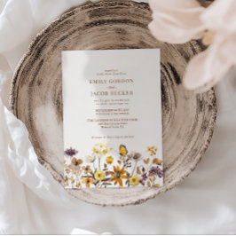 Whimsical Wildebloem Ivoor Crème Boho Trouwen Kaart