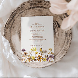 Whimsical Wildebloem Ivoor Crème Boho Trouwen Kaart
