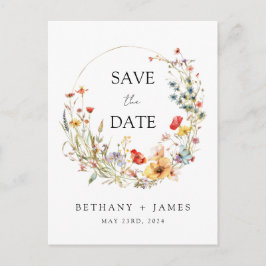 Whimsical Wildebloemen Huwelijk Save the Date Uitnodiging Briefkaart
