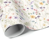 Whimsical Wildebloemen Weide Huwelijk Cadeaupapier (Rol Hoek)
