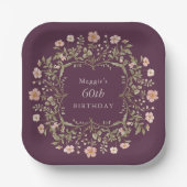 Whimsical Wildflower 60th Birthday Plates Papieren Bordje (Voorkant)