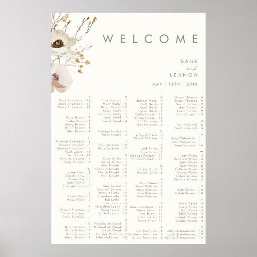 Whimsical Wildflower | Alfabetische ivoorzetsels Poster (Voorkant)