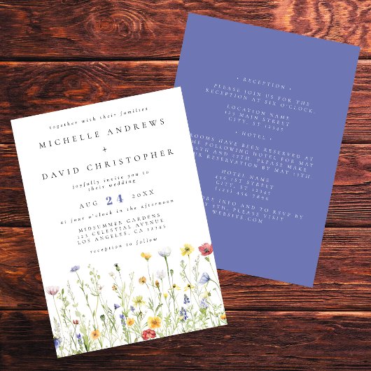 Whimsical Wildflower Alles in een bruiloft Kaart