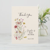 Whimsical Wildflower Baby in bloei Bedankkaart (Staand voorkant)
