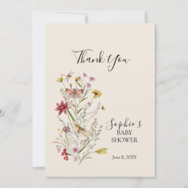 Whimsical Wildflower Baby in bloei Bedankkaart