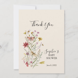 Whimsical Wildflower Baby in bloei Bedankkaart