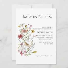Whimsical Wildflower Baby in Bloom Invitation Kaart