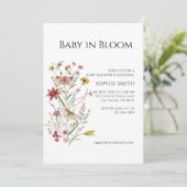 Whimsical Wildflower Baby in Bloom Invitation Kaart (Staand voorkant)