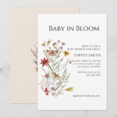 Whimsical Wildflower Baby in Bloom Invitation Kaart (Voorkant / Achterkant)