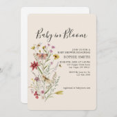 Whimsical Wildflower Baby in Bloom Invitation Kaart (Voorkant / Achterkant)
