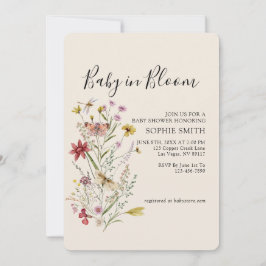 Whimsical Wildflower Baby in Bloom Invitation Kaart