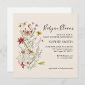 Whimsical Wildflower Baby in Bloom Invitation Kaart (Voorkant / Achterkant)