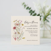 Whimsical Wildflower Baby in Bloom Invitation Kaart (Staand voorkant)