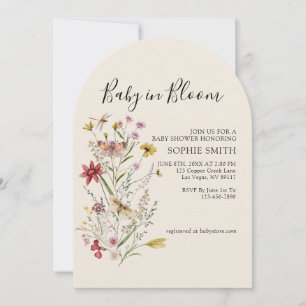 Whimsical Wildflower Baby in Bloom Invitation Kaart