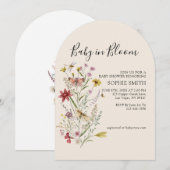 Whimsical Wildflower Baby in Bloom Invitation Kaart (Voorkant / Achterkant)