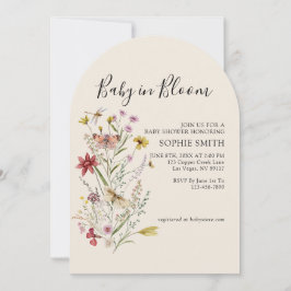 Whimsical Wildflower Baby in Bloom Invitation Kaart