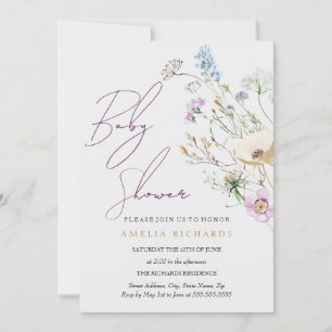 Whimsical Wildflower Baby shower Kaart