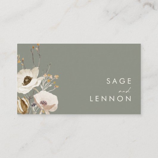 Whimsical Wildflower Bedow | Ivory Flat Wedding Plaatskaartje (Achterkant)