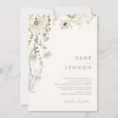 Whimsical Wildflower Bedow | Ivory Wedding Kaart (Voorkant)