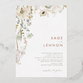 Whimsical Wildflower Bedow | Roos Gold Foil Folie Uitnodiging (Voorkant)