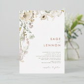Whimsical Wildflower Bedow | Roos Gold Foil Folie Uitnodiging (Staand Voorkant)