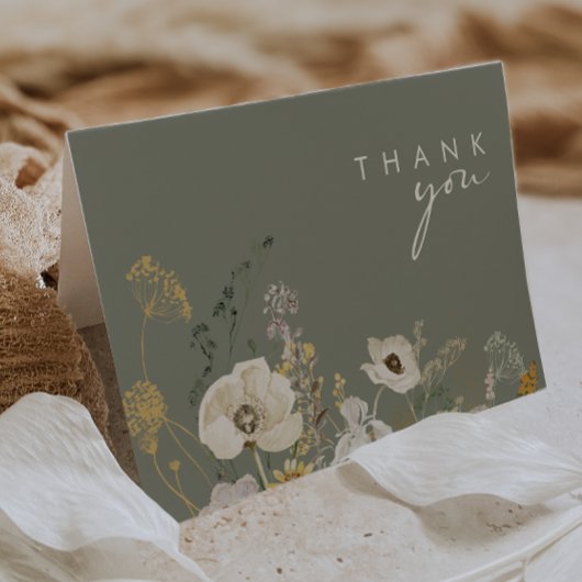 Whimsical Wildflower Bedow | Sage Green Bedankkaart