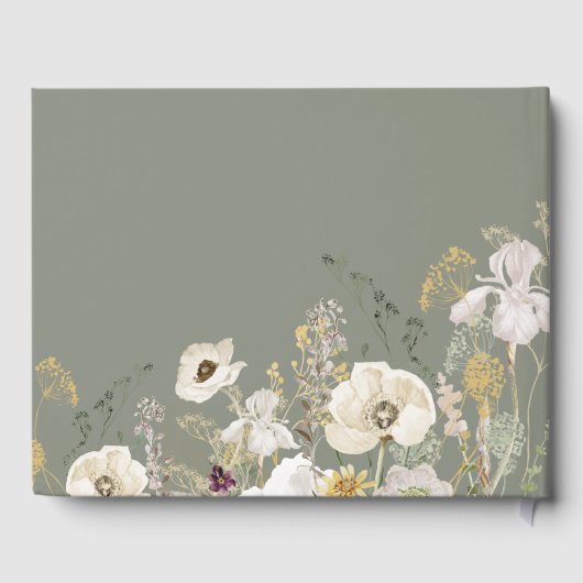 Whimsical Wildflower Bedow | Sage Green Wedding Gastenboek (Achterkant)