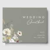 Whimsical Wildflower Bedow | Sage Green Wedding Gastenboek (Voorkant)