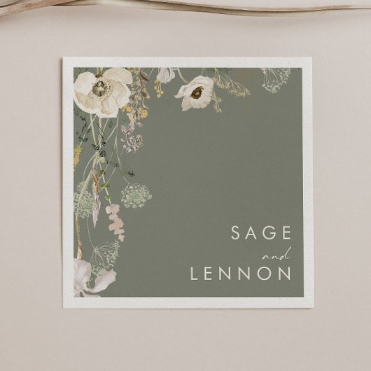 Whimsical Wildflower Bedow | Sage Green Wedding Servet