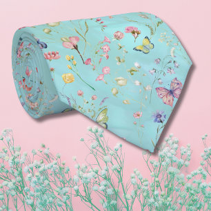 Whimsical Wildflower Blauwe Stropdas