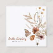 Whimsical Wildflower Bloeit Bloemig Vierkante Visitekaartje (Voorkant)