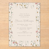 Whimsical Wildflower Bloemachtige Boho Baby Shower Acryl Uitnodigingen (Voorkant)