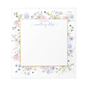 Whimsical Wildflower Bloemen Lijst met Goud Notitieblok