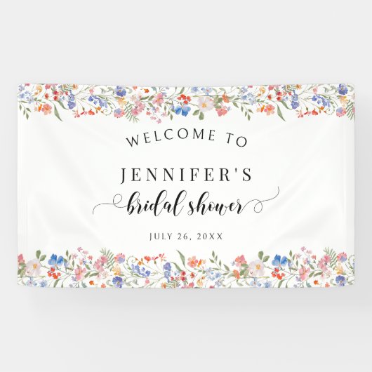 Whimsical Wildflower Bloom Bridal Shower Welcome Spandoek (Horizontaal)