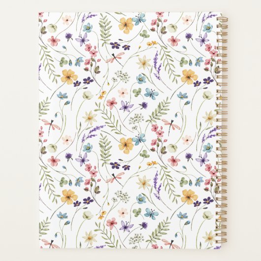Whimsical Wildflower Bloom Colorful Spring Pattern Planner (Achterkant)
