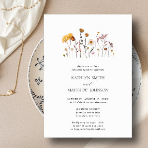 Whimsical Wildflower Boho Huwelijksrepetitie Lunch Kaart
