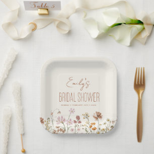 Whimsical Wildflower Boho Vrijgezellenfeest in blo Papieren Bordje