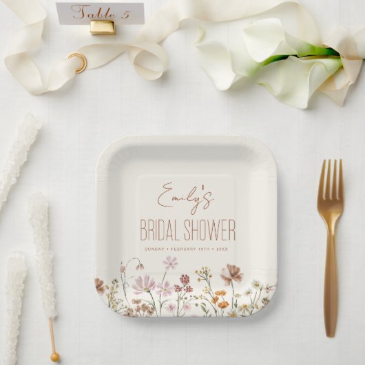 Whimsical Wildflower Boho Vrijgezellenfeest in blo Papieren Bordje (Huwelijk)