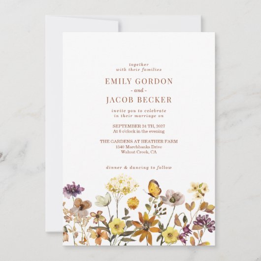 Whimsical Wildflower Boho Wedding Kaart (Voorkant)