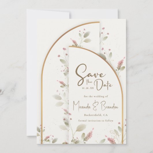 Whimsical Wildflower Boho Wedding Save the Date Kaart (Voorkant)