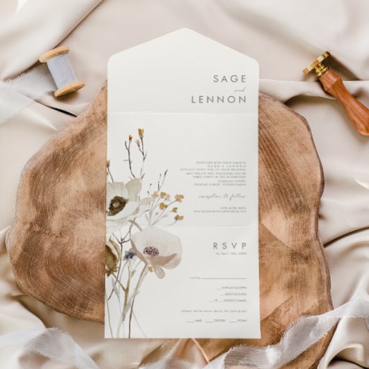 Whimsical Wildflower Bouquet Seal and Send All In One Uitnodiging