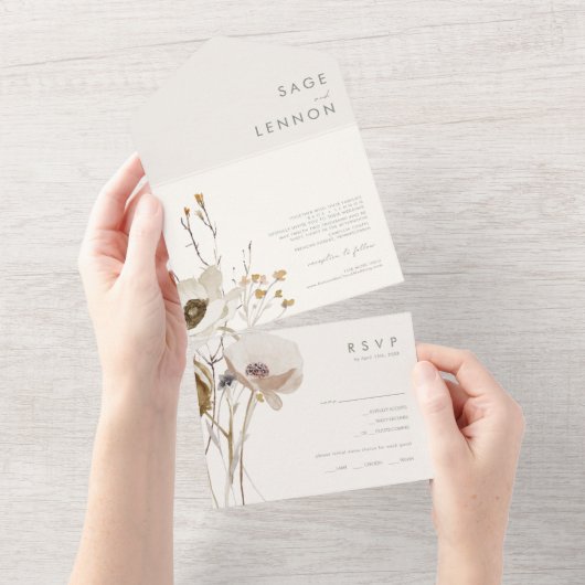 Whimsical Wildflower Bouquet Seal and Send All In One Uitnodiging (Afscheurbaar)