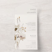 Whimsical Wildflower Bouquet Seal and Send All In One Uitnodiging (Binnen)