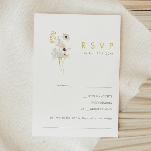 Whimsical Wildflower Bouquet Song Request RSVP Kaartje