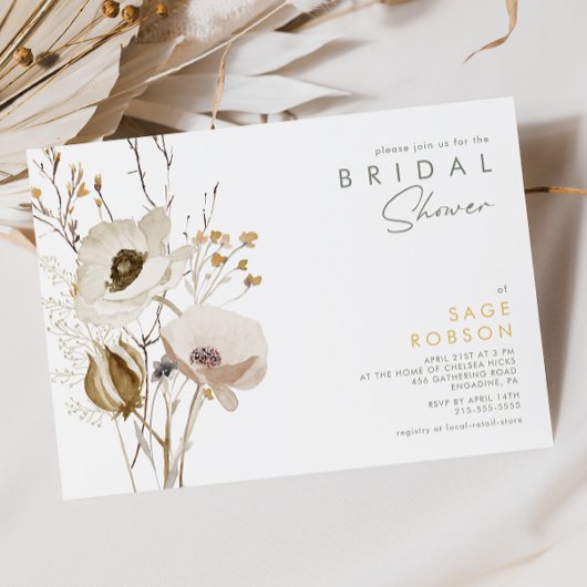Whimsical Wildflower Bridal Shower Invitation Kaart